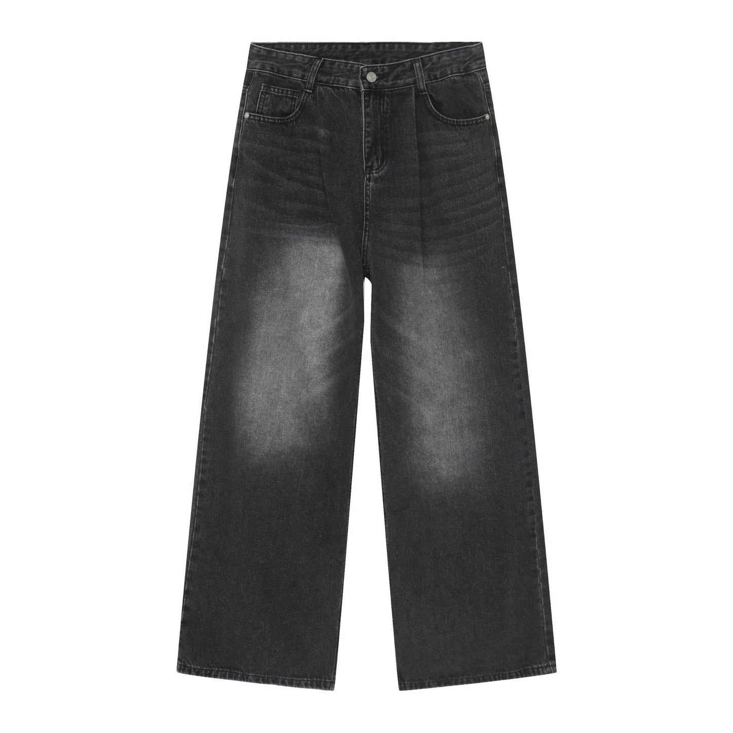 Personality Denim Men's Straight Loose Wide-Leg Pants - Casual Korean Style - Buy Center