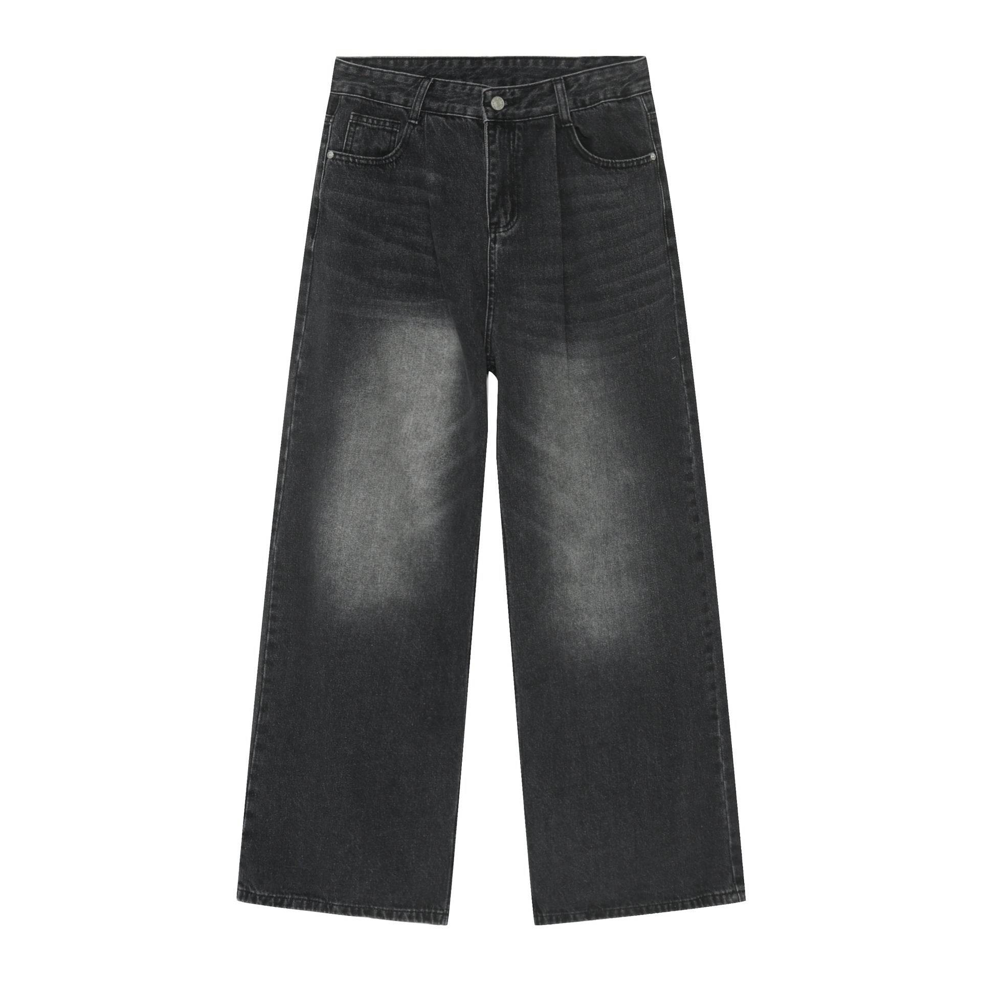 Personality Denim Men's Straight Loose Wide-Leg Pants - Casual Korean Style - Buy Center