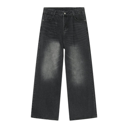Personality Denim Men's Straight Loose Wide-Leg Pants - Casual Korean Style - Buy Center