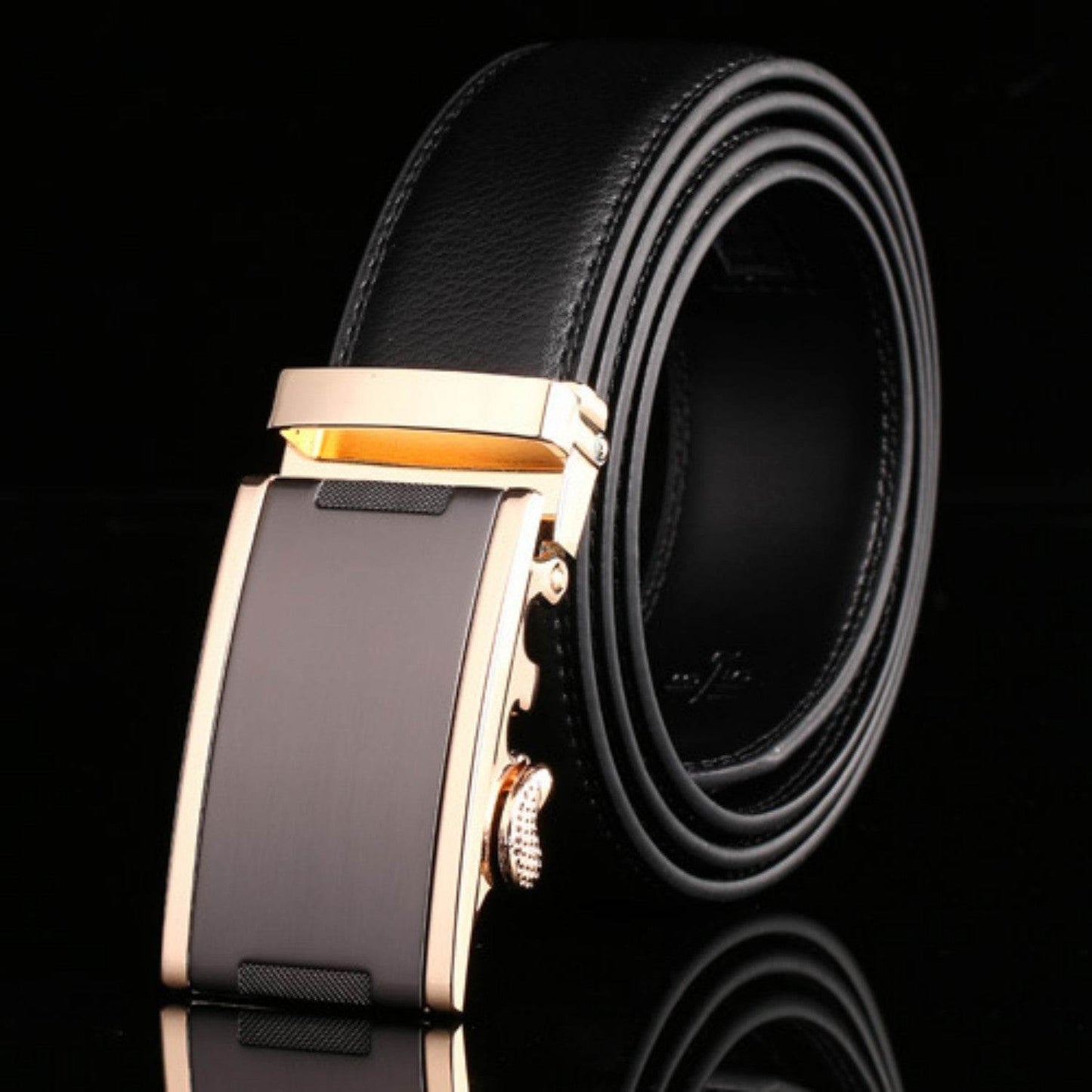 Men's Automatic Buckle Cowhide Belt - Durable Leather, Easy Fastening - Buy Center