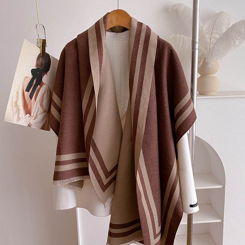 Thickened Warm Women's Scarf - Geometric Jacquard Design for Winter Style - Buy Center