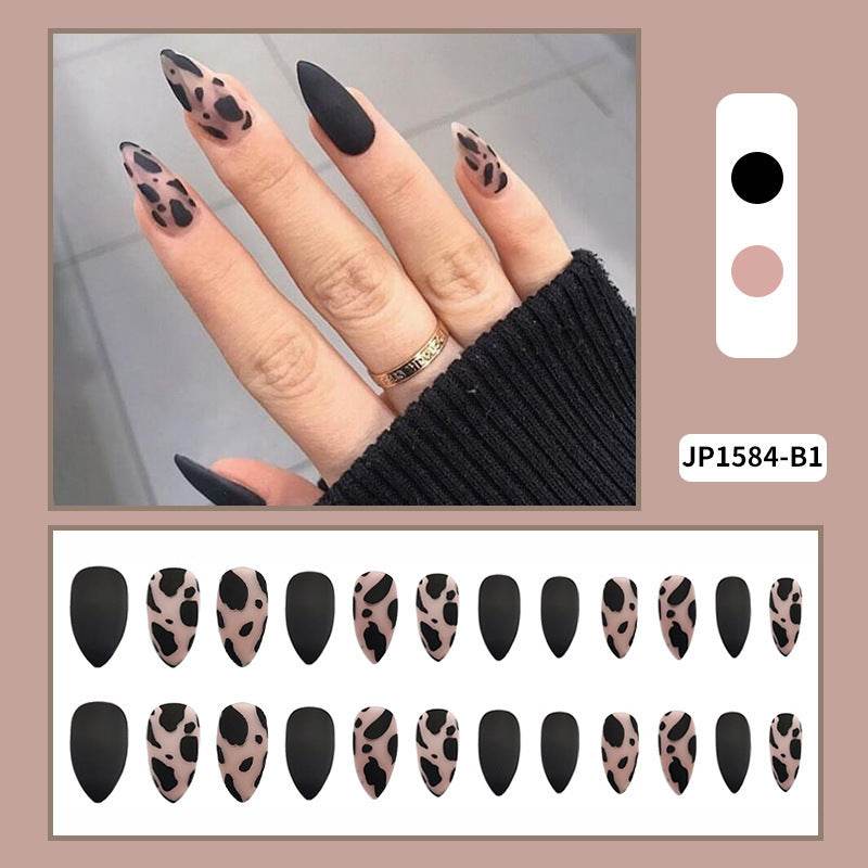 Matte Frosted Almond Nail Glitters - 24 Piece Set with Glue for DIY - Buy Center