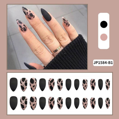 Matte Frosted Almond Nail Glitters - 24 Piece Set with Glue for DIY - Buy Center