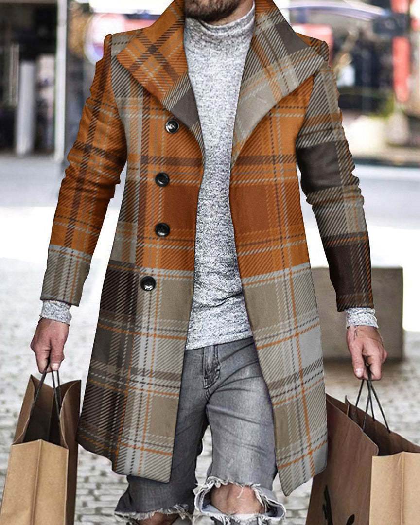 Stylish 3D Digital Printing Men's Woolen Trench Coat - Premium Fashion 2025 - Buy Center