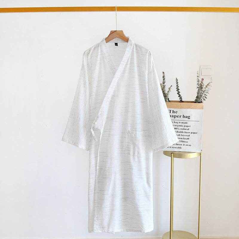 Summer Jacquard Gauze Cotton Kimono Bathrobe - Lightweight & Stylish Design