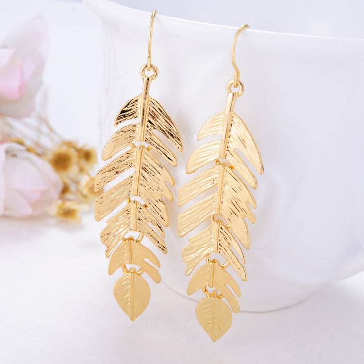 Buy Center European & American Tassel Leaf Earrings - Stylish Geometric Design - Buy Center