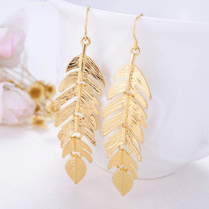 Buy Center European & American Tassel Leaf Earrings - Stylish Geometric Design - Buy Center
