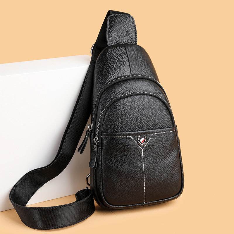 Men's Leather Chest Bag - Casual Crossbody with Large Capacity & Style - Buy Center