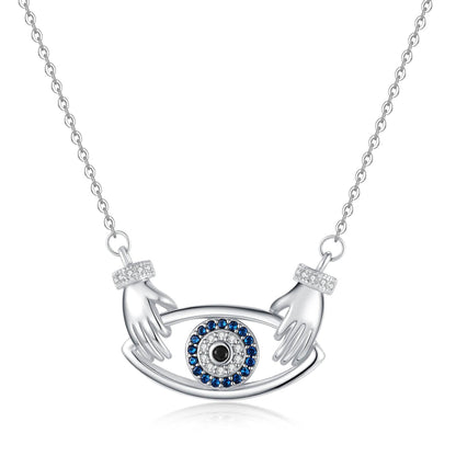 Buy Center Women's Hug Pendant Necklace - Stylish Geometry in White & Yellow Gold - Buy Center