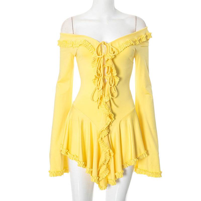 Women's Off-Shoulder Lace Dress - Sweetheart Neckline, High Waist Style - Buy Center