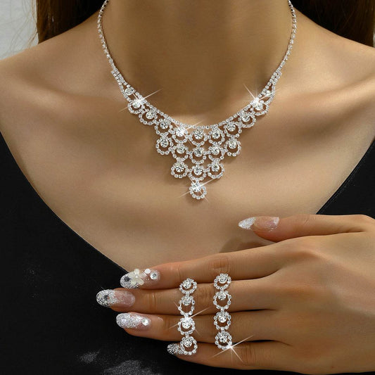 Women's Rhinestone Necklace & Earrings Set - Elegant Marine Life Design - Buy Center