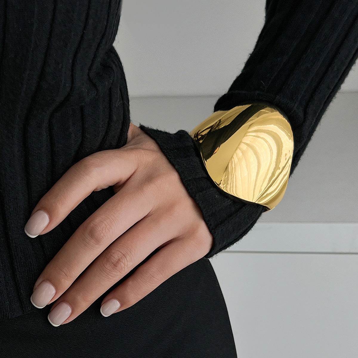 Elegant Metal Irregular Glossy Spring Bracelet & Ring Jewelry Set - Buy Center