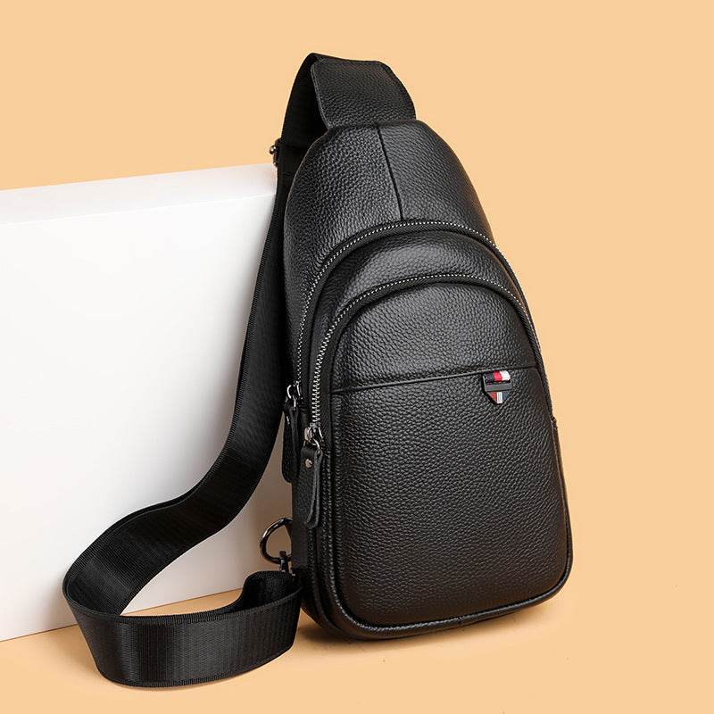 Men's Leather Chest Bag - Casual Crossbody with Large Capacity & Style - Buy Center