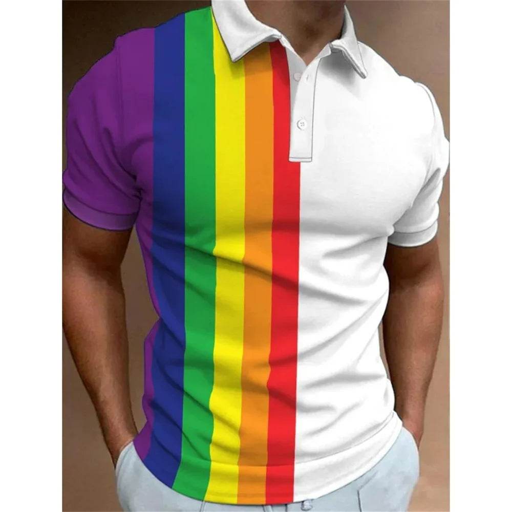 Men's 3D Rainbow Printing Casual T-Shirt - Summer Style & Ultimate Comfort - Buy Center