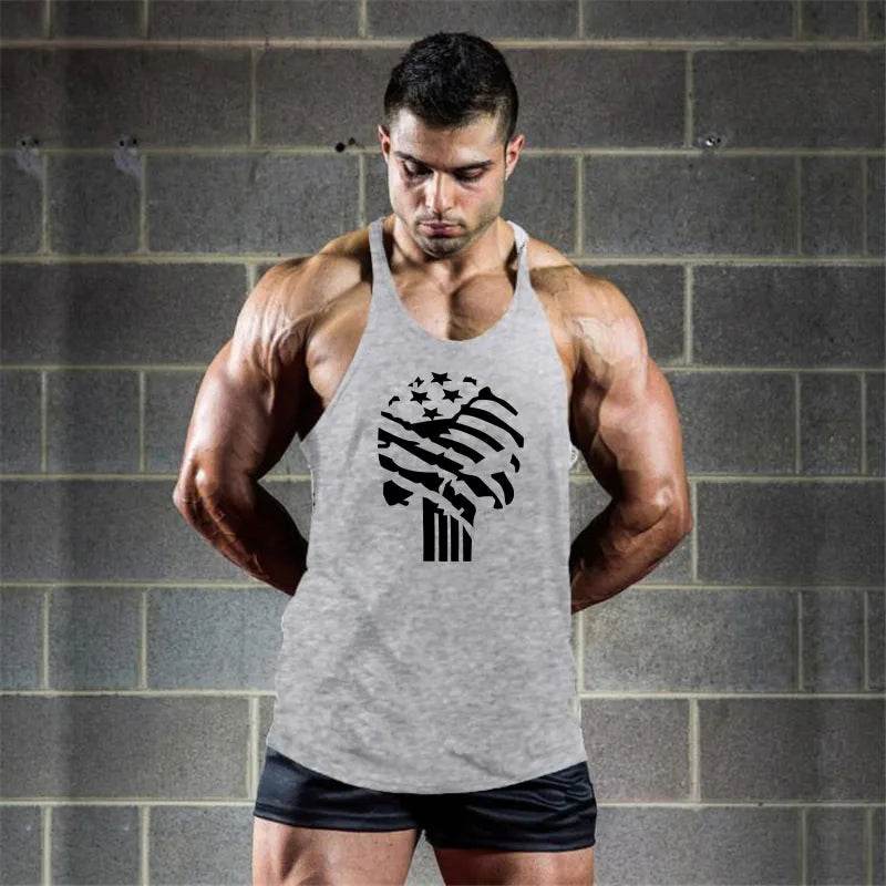 Men's Summer Muscle Vest - Casual Cotton Tank Top with Print Design - Buy Center
