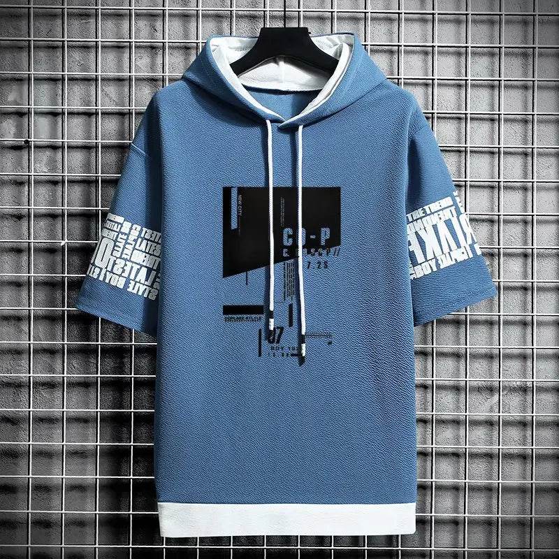 Korean Style Men's Half Sleeve Hoodies - Casual Fashion Streetwear - Buy Center