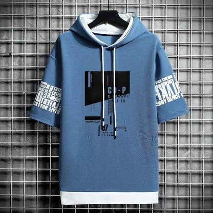 Korean Style Men's Half Sleeve Hoodies - Casual Fashion Streetwear - Buy Center