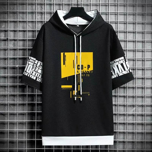 Korean Style Men's Half Sleeve Hoodies - Casual Fashion Streetwear - Buy Center