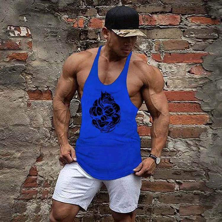 Men's Summer Muscle Vest - Casual Cotton Tank Top with Print Design - Buy Center