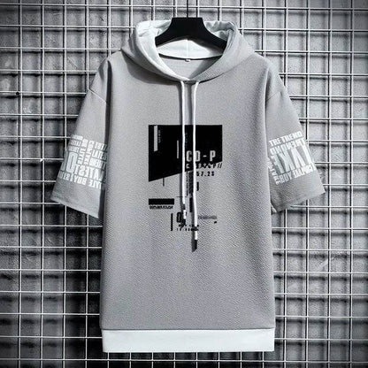 Korean Style Men's Half Sleeve Hoodies - Casual Fashion Streetwear - Buy Center