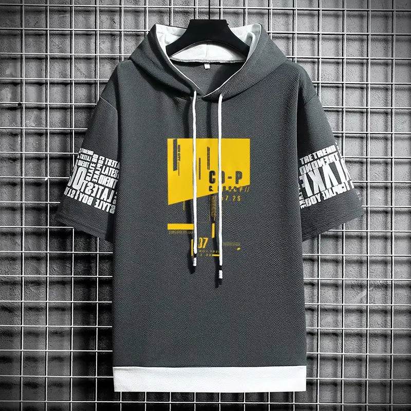 Korean Style Men's Half Sleeve Hoodies - Casual Fashion Streetwear - Buy Center