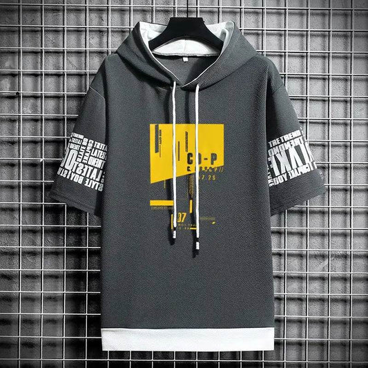 Korean Style Men's Half Sleeve Hoodies - Casual Fashion Streetwear - Buy Center