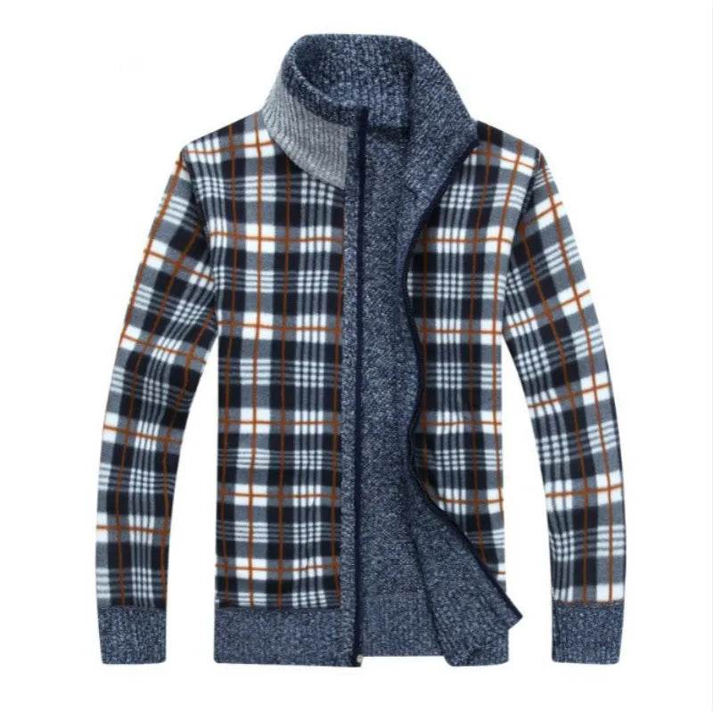 Curocin Men's Fleece Knitted Cardigan - Long Sleeve, Casual Plus Size - Buy Center