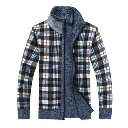 Curocin Men's Fleece Knitted Cardigan - Long Sleeve, Casual Plus Size - Buy Center