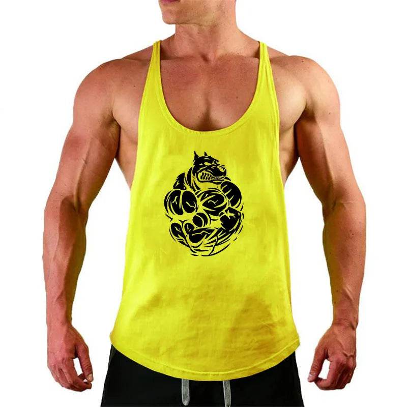 Men's Summer Muscle Vest - Casual Cotton Tank Top with Print Design - Buy Center