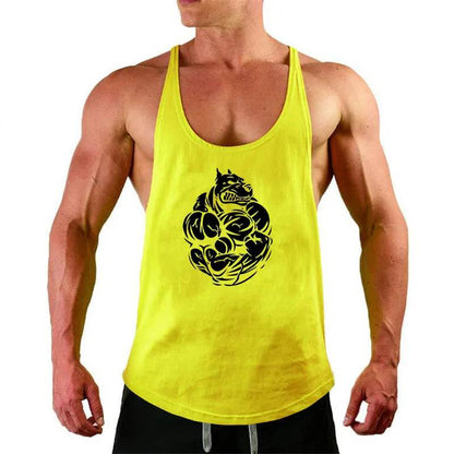 Men's Summer Muscle Vest - Casual Cotton Tank Top with Print Design - Buy Center