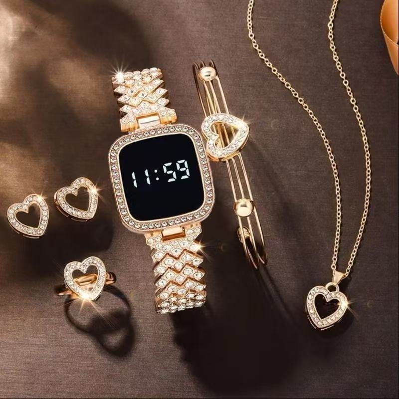 Buy Center Women’s Fashion Jewelry Set - Stylish Rose Gold Watch & Accessories - Buy Center