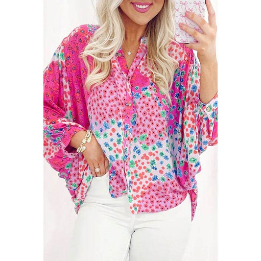 Casual Loose Long Sleeve Shirt - Stylish Color Matching & Single-Breasted - Buy Center