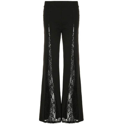 Lace Personality Wide Leg Trousers - Sexy Low Waist Pants for Women - Buy Center