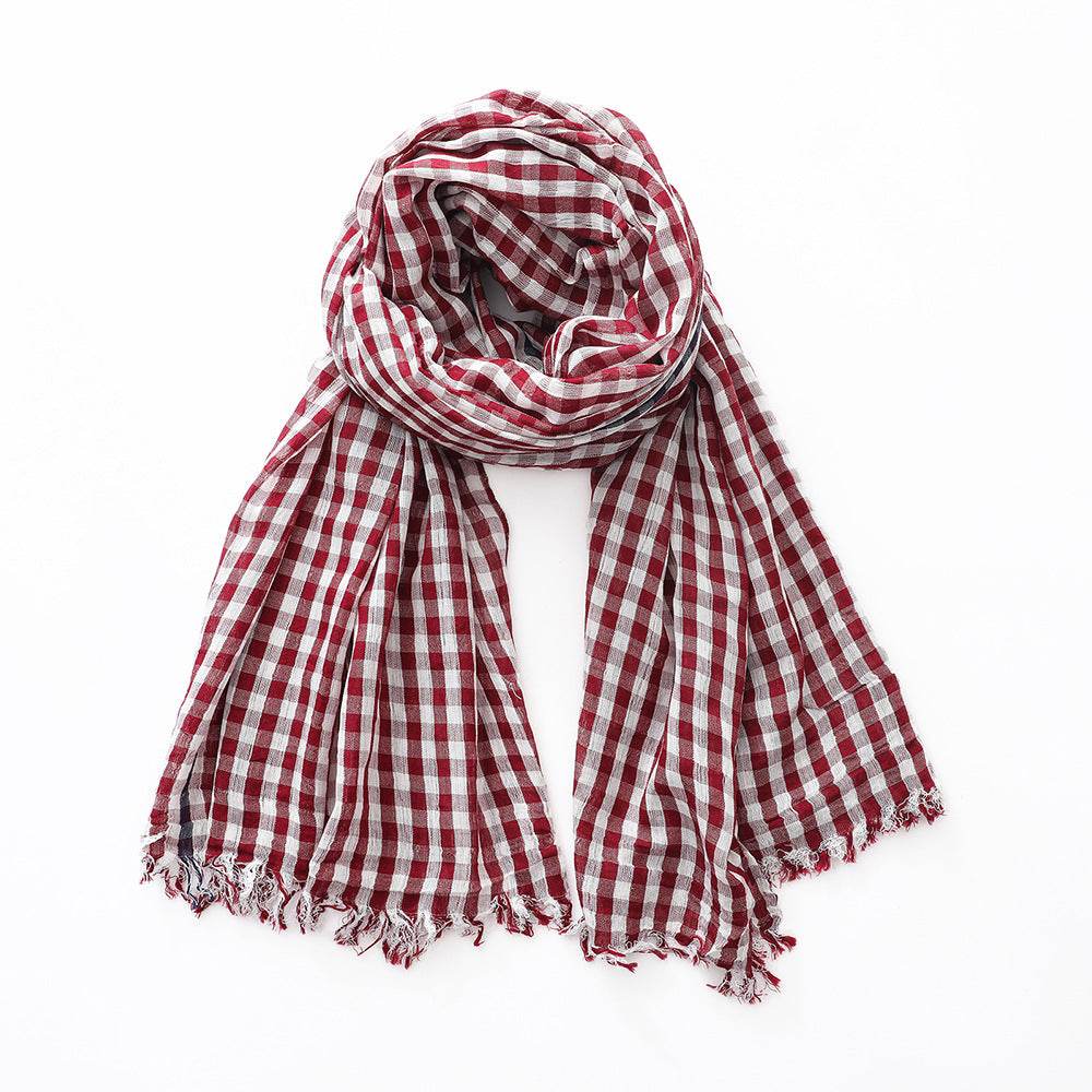 Stylish Cotton Plaid Scarf for Men & Women - Trendy Fashion Accessory 2025 - Buy Center