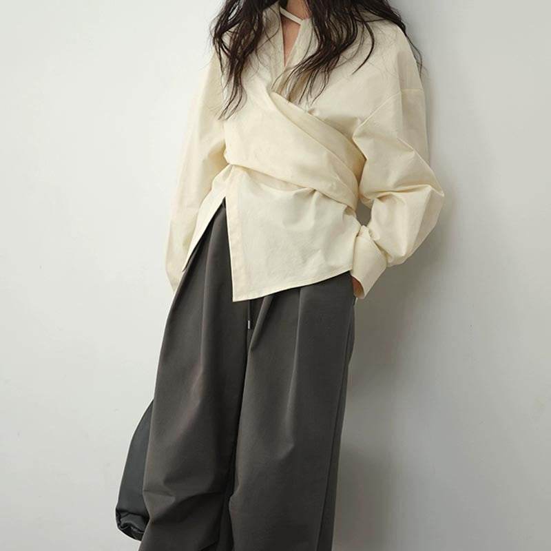 High-Grade Asymmetric Waist Slimming Blouse - Premium Stylish Picks 2025 - Buy Center