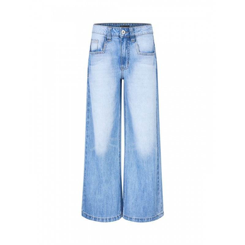High Waist Loose Mop Pants - Stylish Wide Leg Women’s Jeans in Blue - Buy Center