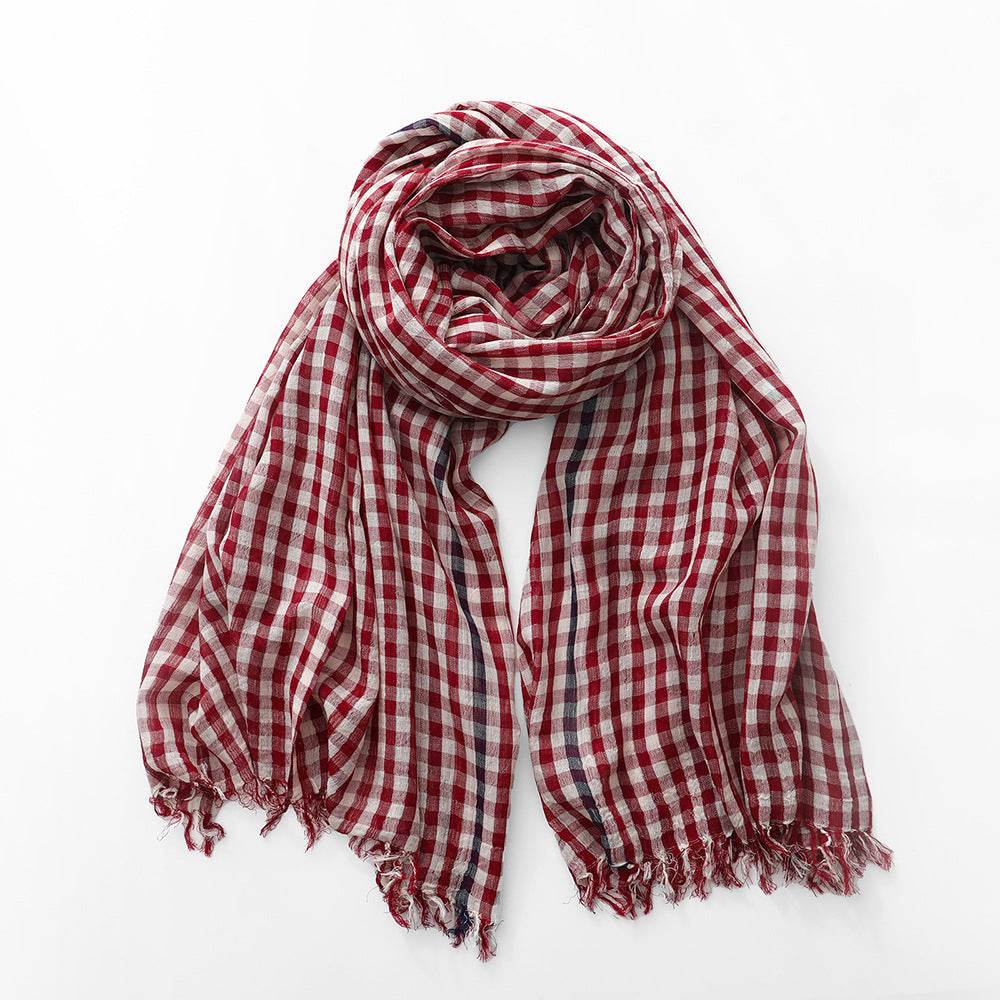 Stylish Cotton Plaid Scarf for Men & Women - Trendy Fashion Accessory 2025 - Buy Center