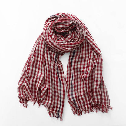 Stylish Cotton Plaid Scarf for Men & Women - Trendy Fashion Accessory 2025 - Buy Center