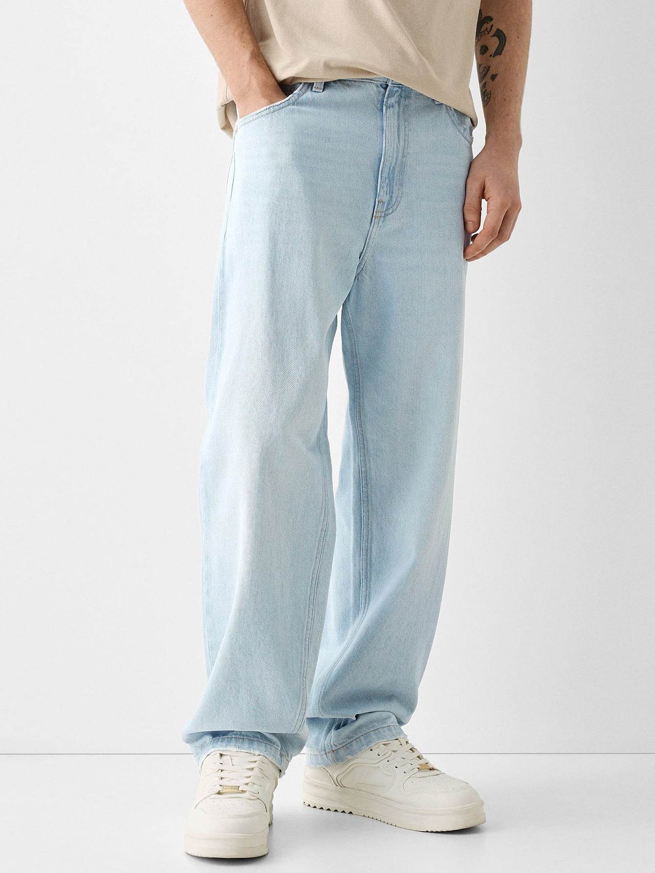 Creative Casual Men's Straight Jeans - High Waist, Versatile Style for Youth - Buy Center
