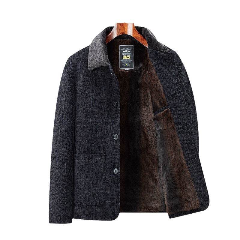 Stylish Fleece-Lined Chenille Cotton Coat for Men - Warm Winter Jacket - Buy Center
