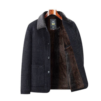 Stylish Fleece-Lined Chenille Cotton Coat for Men - Warm Winter Jacket - Buy Center