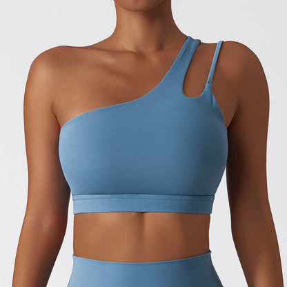 Buycenter One-Shoulder Yoga Bra - Irregular Strap, Lightweight Comfort - Buy Center