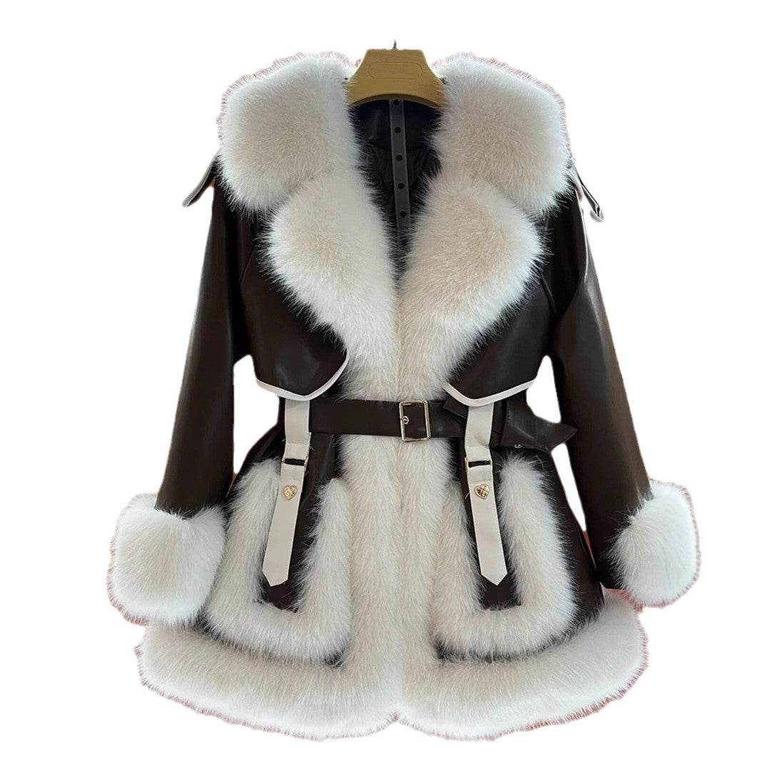 Elegant Big Fur Collar Coat - Luxurious Faux Fur Winter Wear for Women - Buy Center