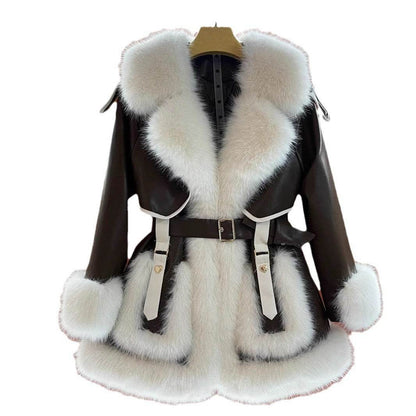 Elegant Big Fur Collar Coat - Luxurious Faux Fur Winter Wear for Women - Buy Center