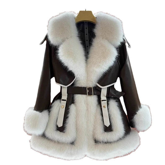 Elegant Big Fur Collar Coat - Luxurious Faux Fur Winter Wear for Women - Buy Center