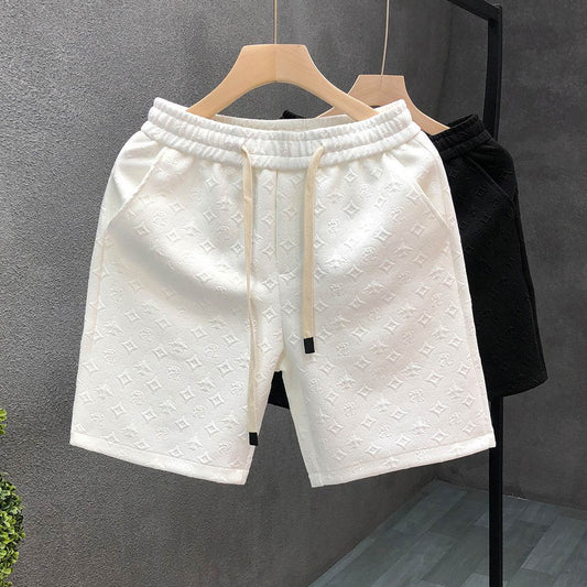 Stylish White Jacquard Shorts for Men - Comfortable Polyester Casual Wear - Buy Center
