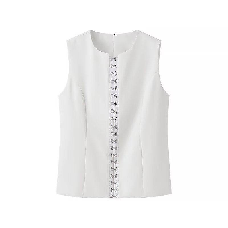 Women's Single-Breasted Sleeveless Vest - Stylish Lightweight Top - Buy Center