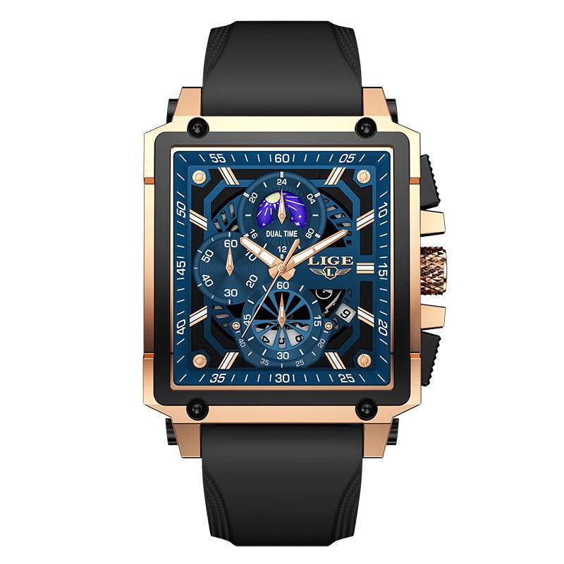 Buy Center Waterproof Quartz Square Watch - Stylish Silicone Band Options - Buy Center