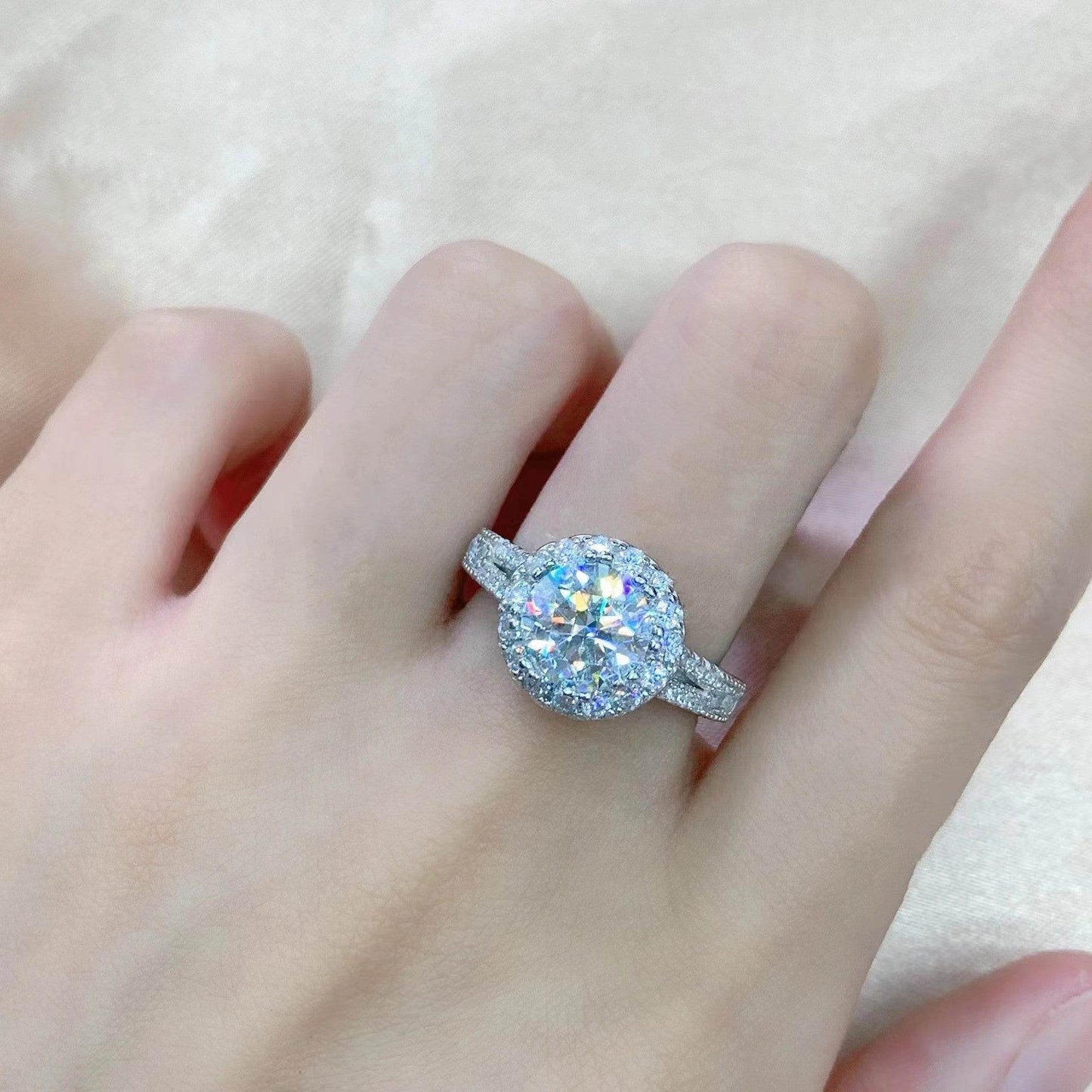 Buycenter Sterling Silver Moissanite Jewelry Ring - Luxury Y Design - Buy Center