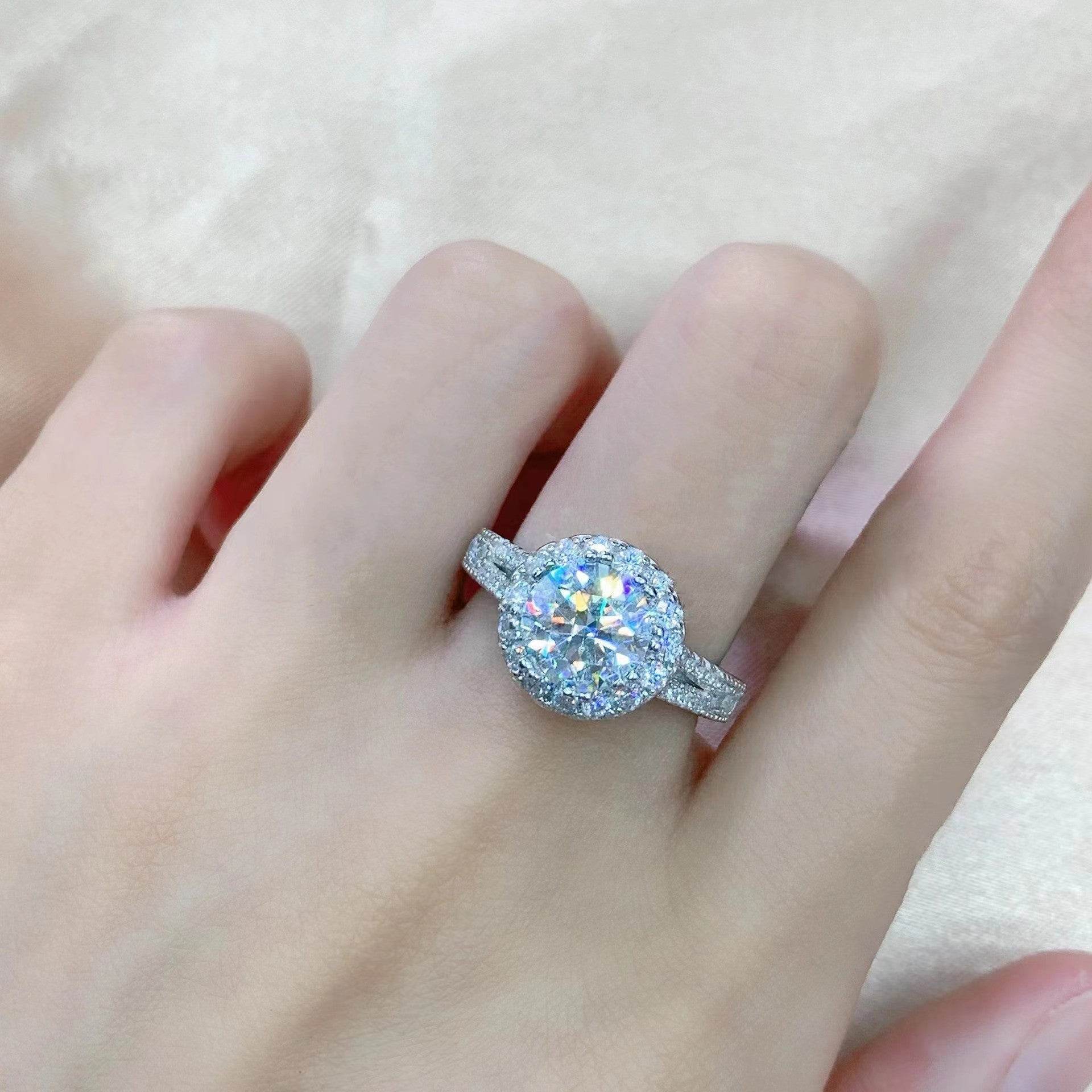 Buycenter Sterling Silver Moissanite Jewelry Ring - Luxury Y Design - Buy Center